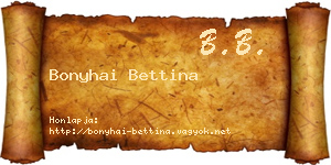Bonyhai Bettina névjegykártya